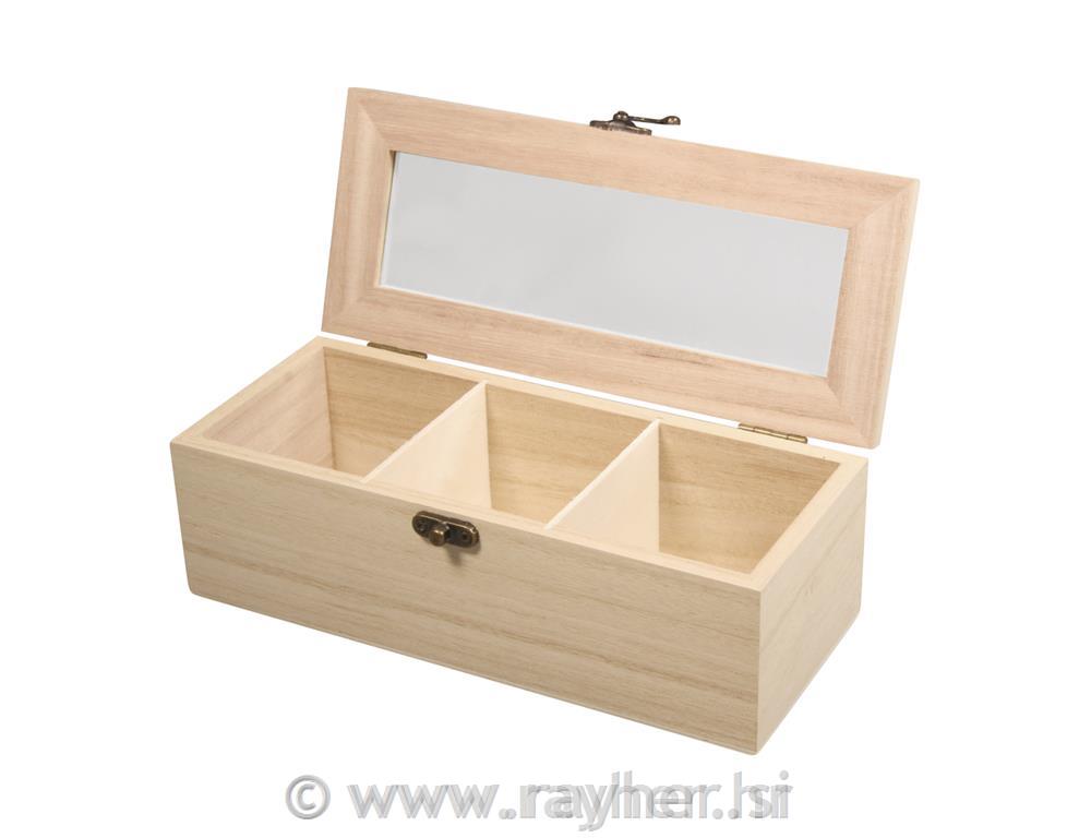 Wooden tea box FSC Mix Credit, 21.5x9x7c