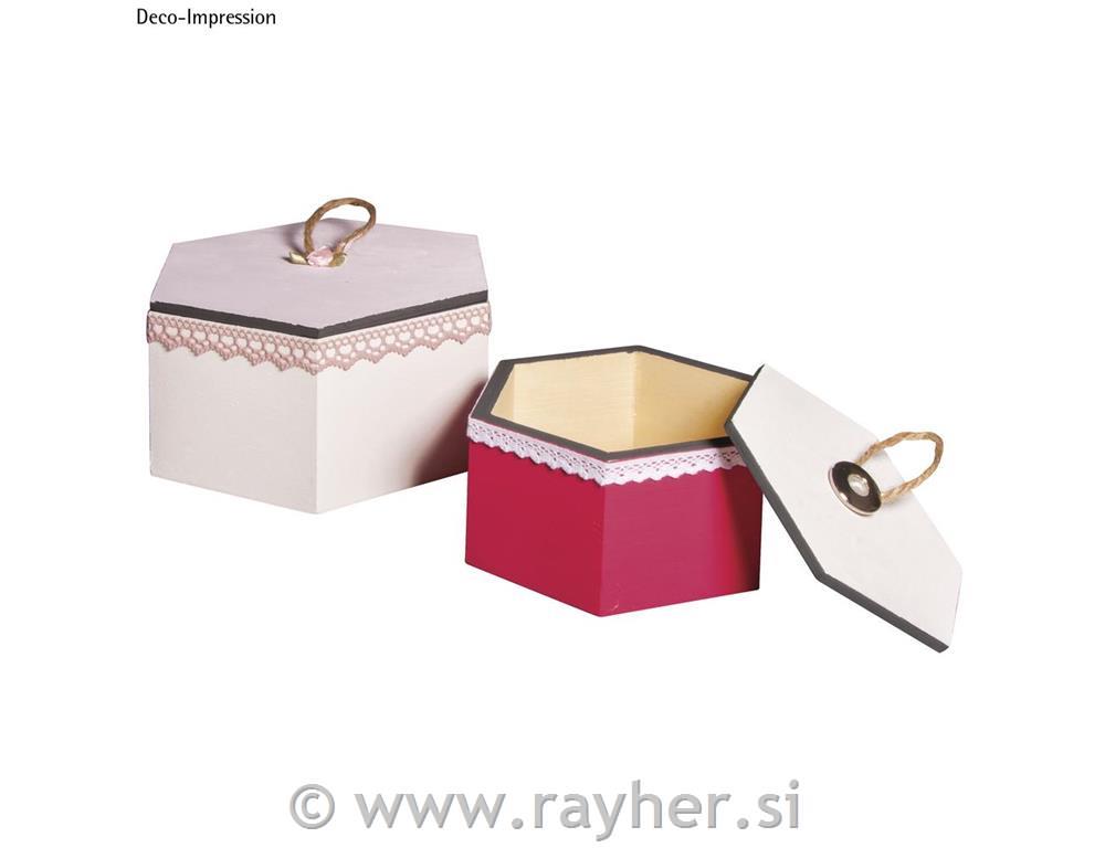 Set lesenih škatel,16x14x8,3cm in 12x10,6x6,5cm