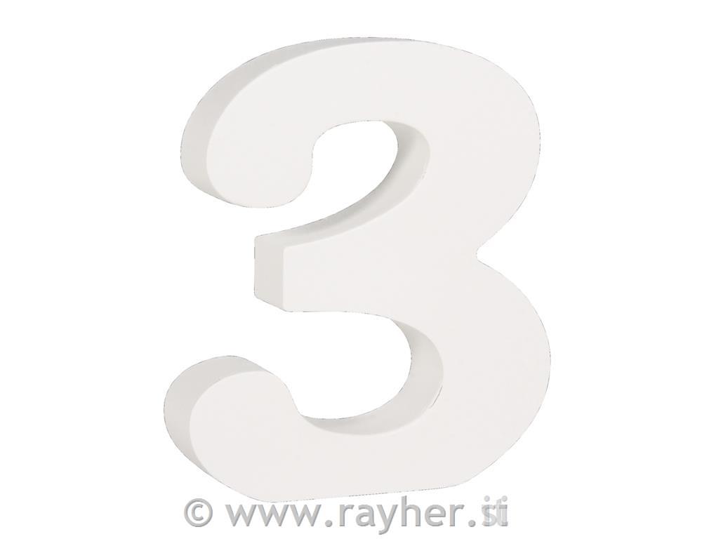 Številka lesena "3" 11cm, 2 cm