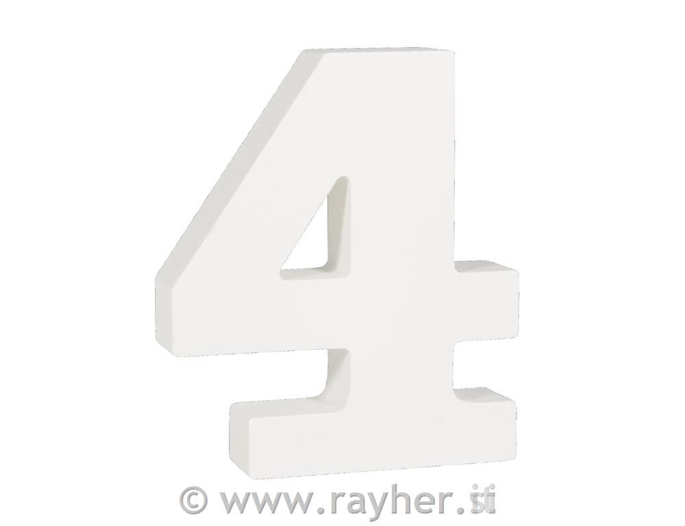 MDF - number "4" , white, 11cm, thick 2c