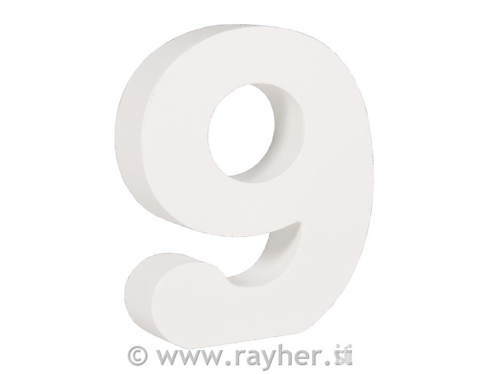 Številka lesena "9" 11cm, 2 cm