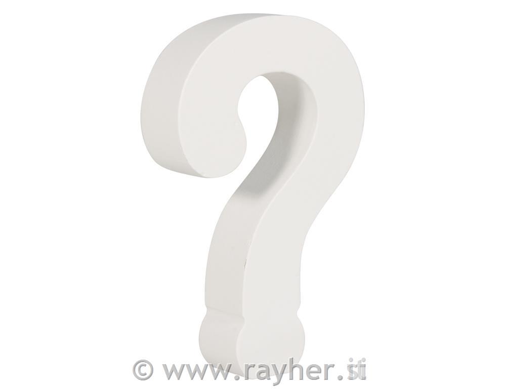 MDF - symbol "?" , white, 11cm, thick 2