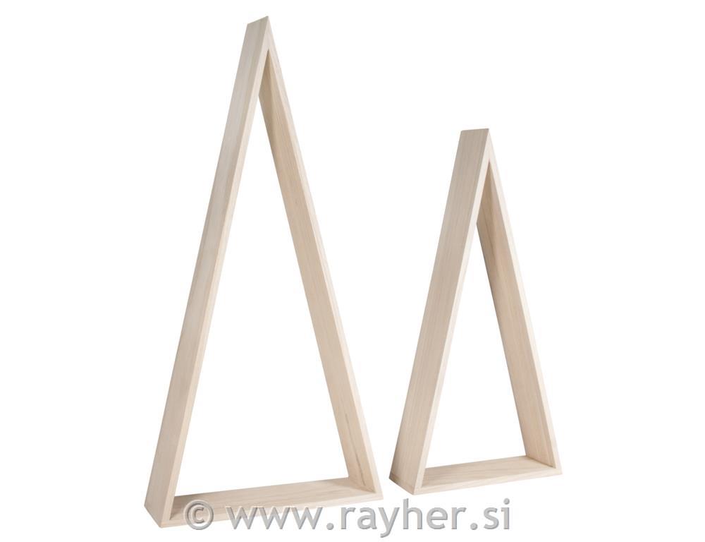 Wooden frame, triangle, FSC Mix Credit,20x7.5x42cm + 26x8x54cm, bag 2pcs