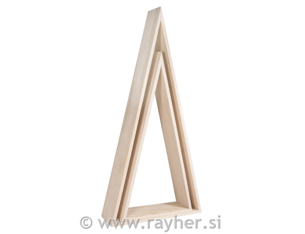 Wooden frame, triangle, FSC Mix Credit,20x7.5x42cm + 26x8x54cm, bag 2pcs
