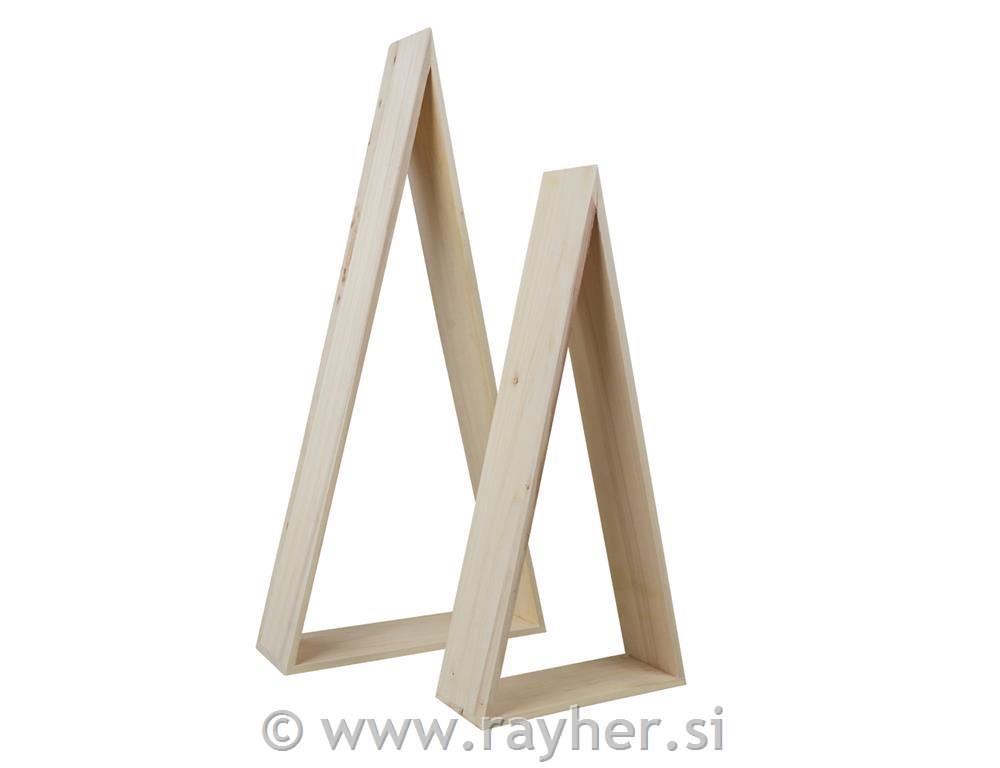 Wooden frame, triangle, FSC Mix Credit,20x7.5x42cm + 26x8x54cm, bag 2pcs