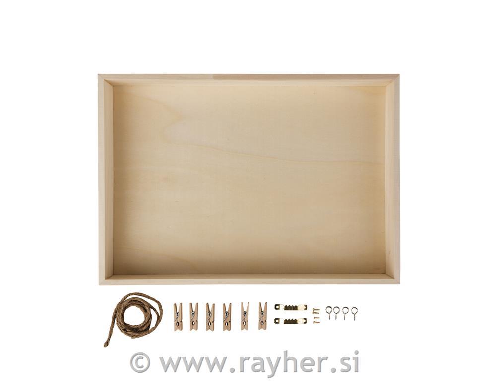 Lesen okvir z vrvico, ščipalkami, držali, pravokoten