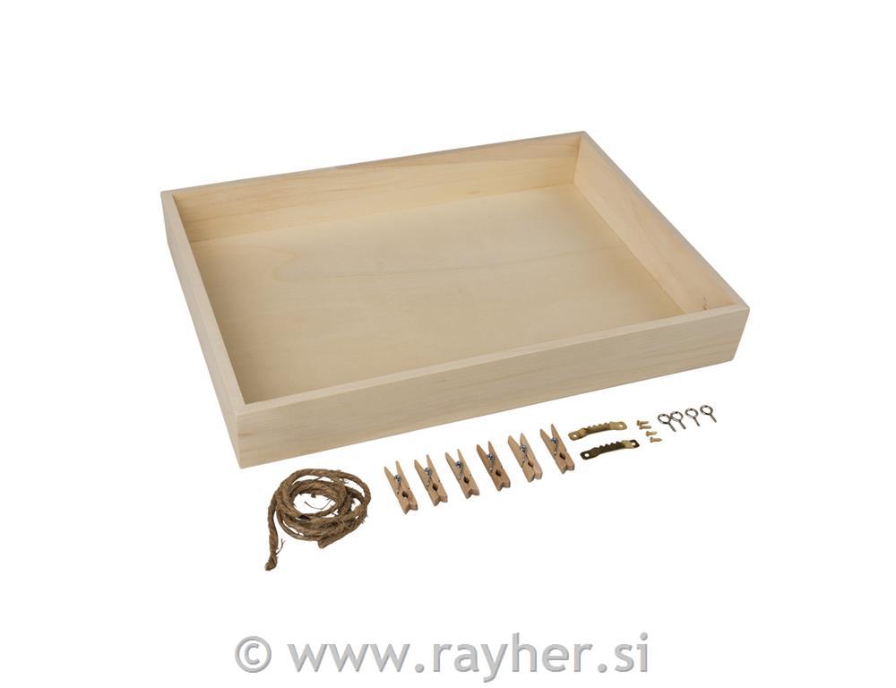 Lesen okvir z vrvico, ščipalkami, držali, pravokoten