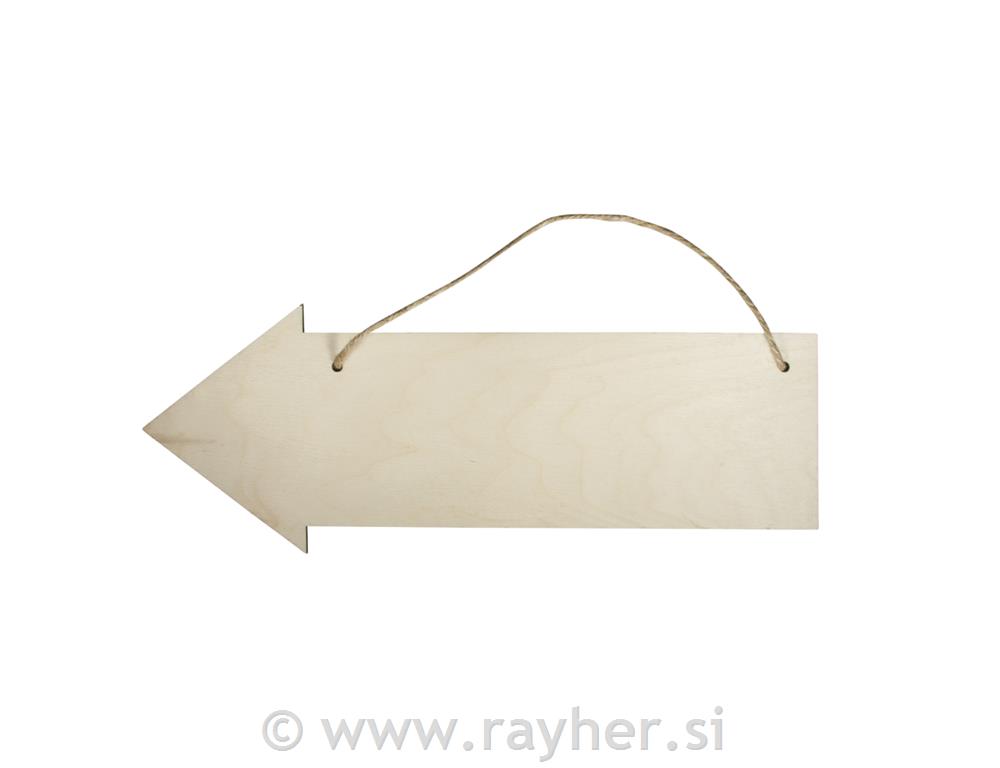 Lesena tabla Puščica, 40x15x0.6cm,za obesit