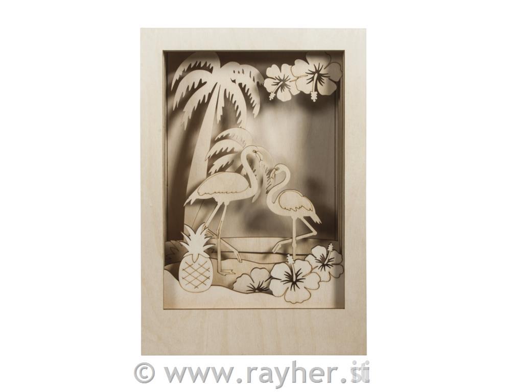 Wood.kit,3D-motif f.Flamingo, FSC 100%,natural, 20x30x6.7cm, 10-part, box 1Set