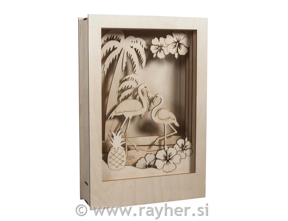 Wood.kit,3D-motif f.Flamingo, FSC 100%,natural, 20x30x6.7cm, 10-part, box 1Set