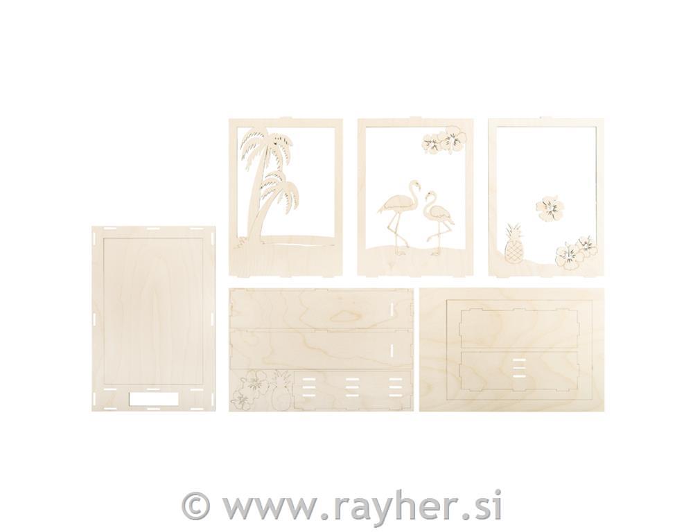 Wood.kit,3D-motif f.Flamingo, FSC 100%,natural, 20x30x6.7cm, 10-part, box 1Set