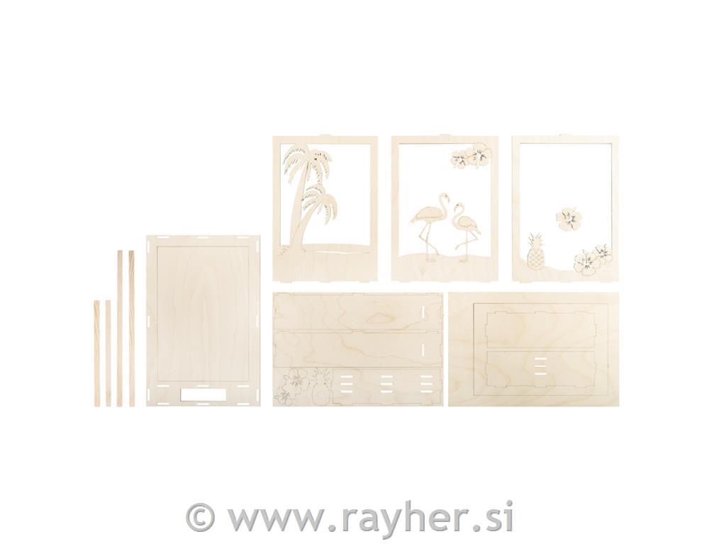 Wood.kit,3D-motif f.Flamingo, FSC 100%,natural, 20x30x6.7cm, 10-part, box 1Set