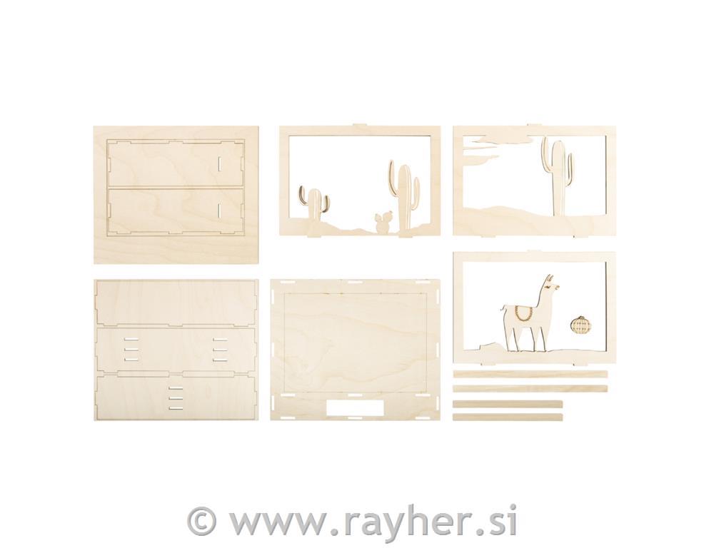 Lesena sestavljanka 3D Lama,24x20x6.9cm, 10-delna