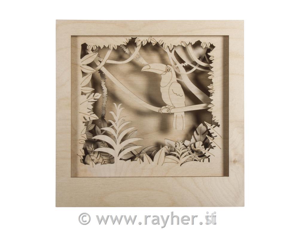Lesena sestavljanka 3D Tukano,24x24x6.5cm, 11-delna