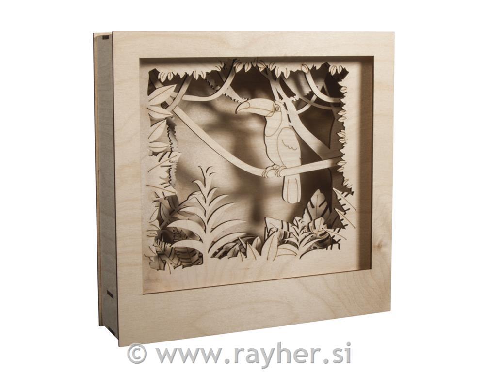 Lesena sestavljanka 3D Tukano,24x24x6.5cm, 11-delna