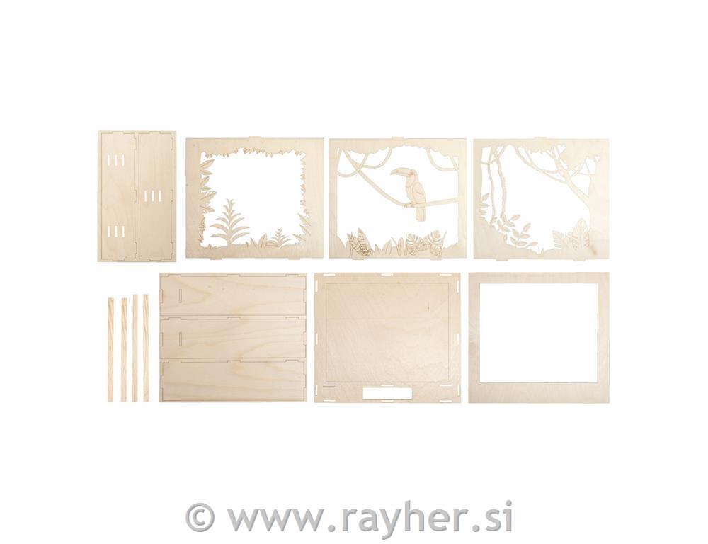 Lesena sestavljanka 3D Tukano,24x24x6.5cm, 11-delna