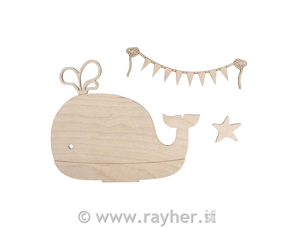 Lesena sestavljanka, Morski kit, 20x16.5x0.4cm, set