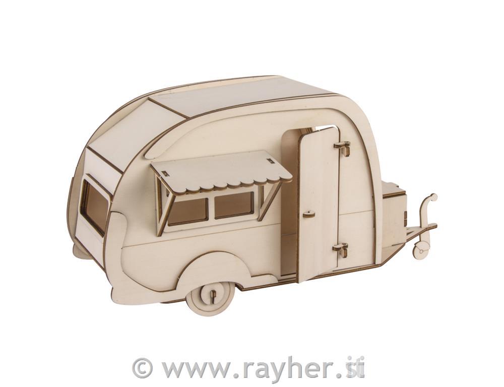 Wooden 3D const.kit Caravan, FSC 100%, natural, 36x18x15cm, 40-part, box 1Set