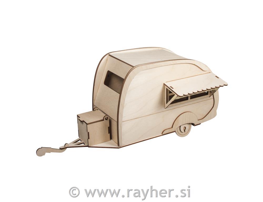 Wooden 3D const.kit Caravan, FSC 100%, natural, 36x18x15cm, 40-part, box 1Set