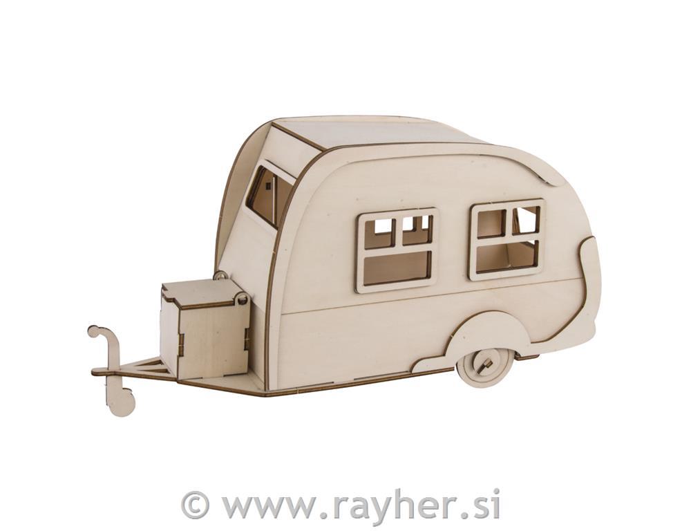 Wooden 3D const.kit Caravan, FSC 100%, natural, 36x18x15cm, 40-part, box 1Set