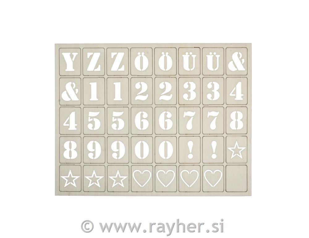 Lesene črke&številke, 3x2.4cm, set 120