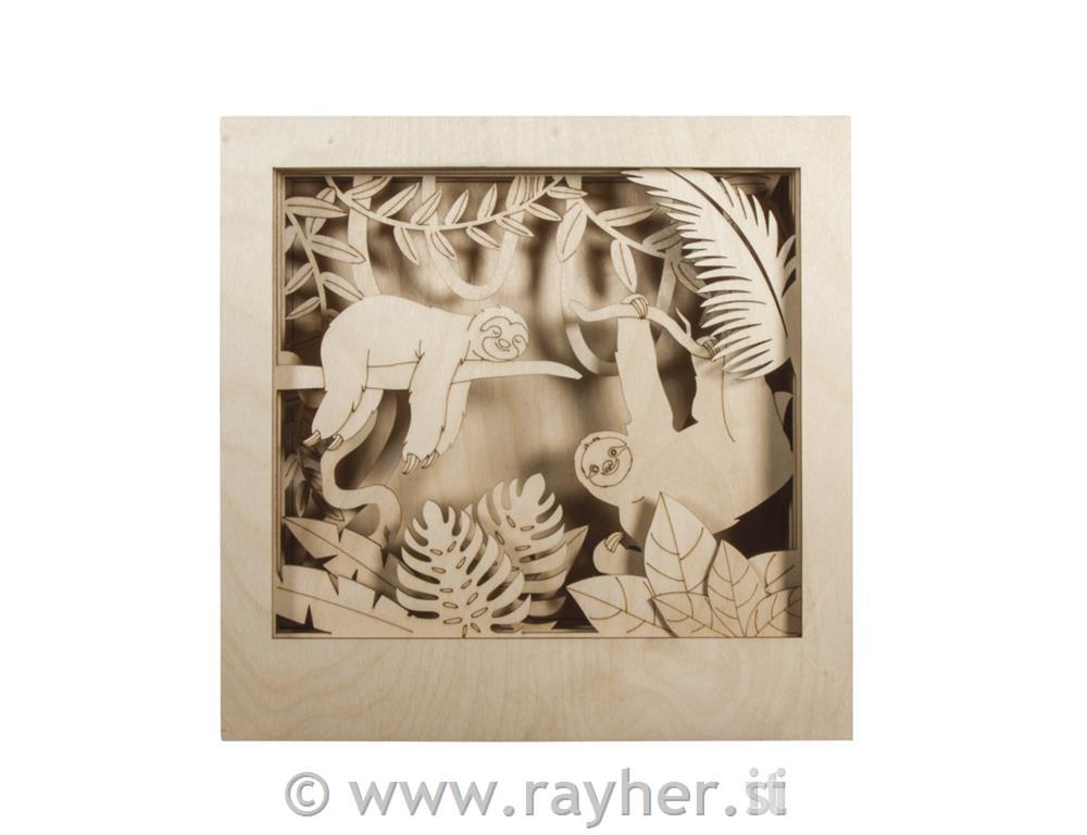 Wood.const.kit,3D motif fr.Sloth,FSC100%, natural, 24x24x6.5cm, 11-part, box 1Se