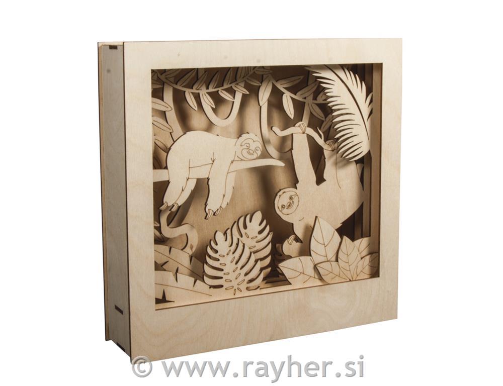 Wood.const.kit,3D motif fr.Sloth,FSC100%, natural, 24x24x6.5cm, 11-part, box 1Se