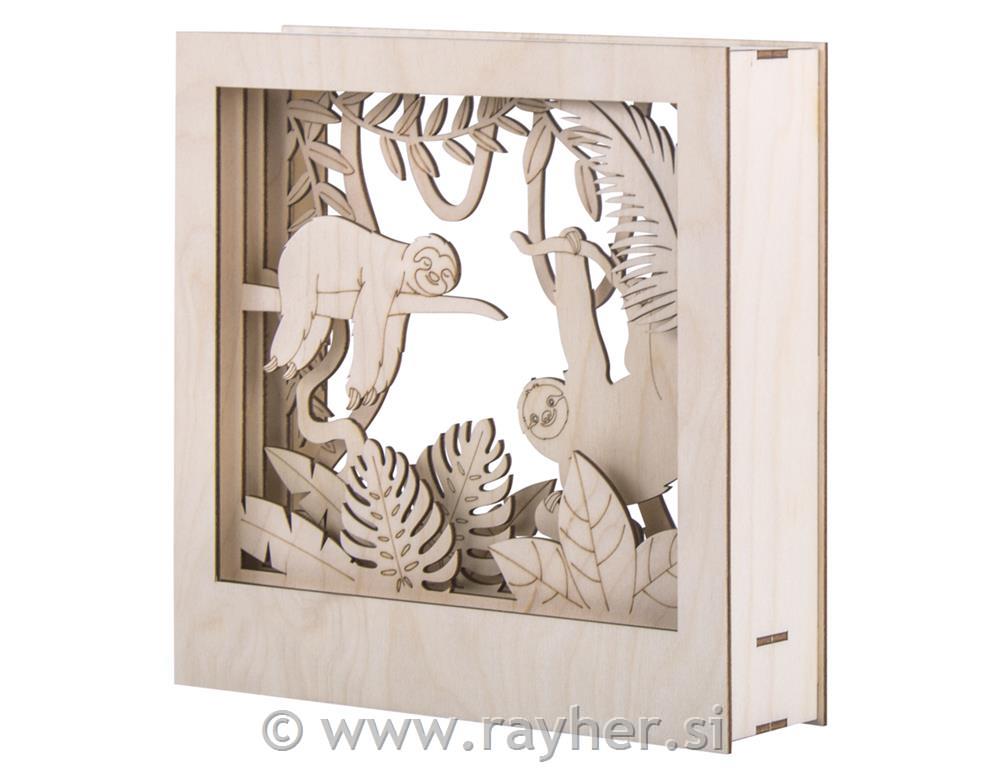 Wood.const.kit,3D motif fr.Sloth,FSC100%, natural, 24x24x6.5cm, 11-part, box 1Se