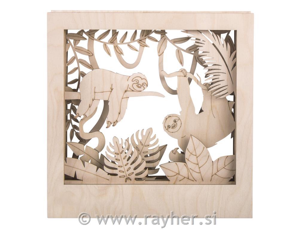 Wood.const.kit,3D motif fr.Sloth,FSC100%, natural, 24x24x6.5cm, 11-part, box 1Se