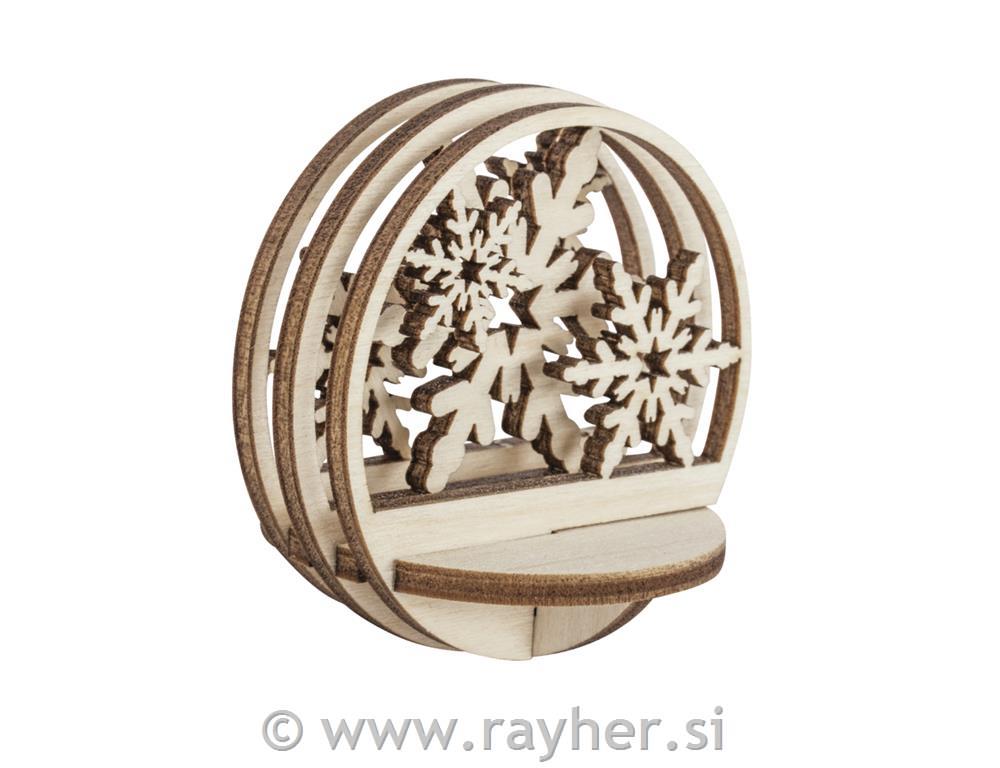 Wooden plugs Snowflakes,FSCMixCre,5.5cmo5-piece, tab-bag 1Setnatural