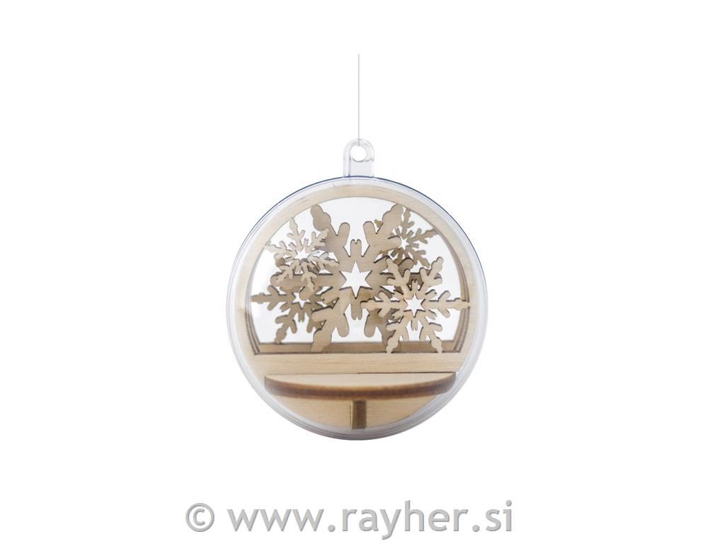 Wooden plugs Snowflakes,FSCMixCre,5.5cmo5-piece, tab-bag 1Setnatural