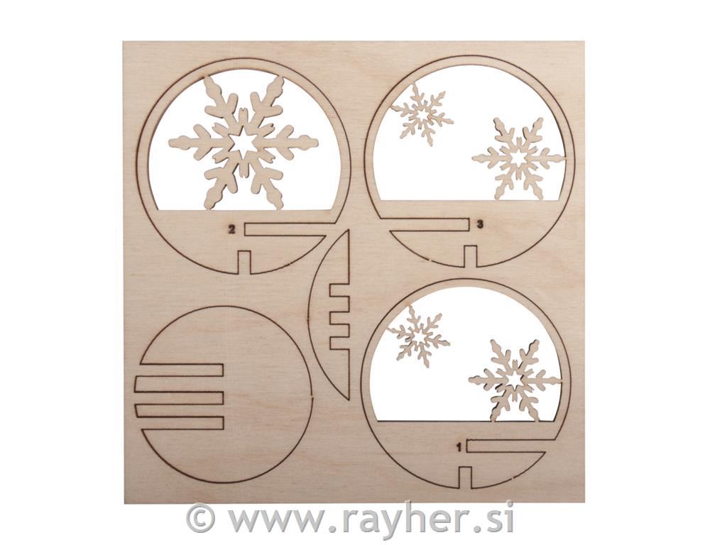 Wooden plugs Snowflakes,FSCMixCre,5.5cmo5-piece, tab-bag 1Setnatural