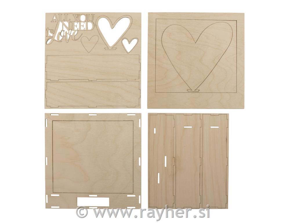 Lesene sestavljanka "All you need is love" 24x24x6,3cm