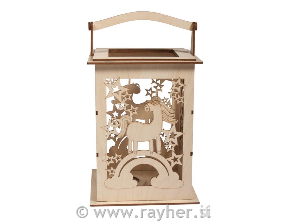 Sestavljanka lanterna samorog 15 delna 15,3x15,3x26,5 cm