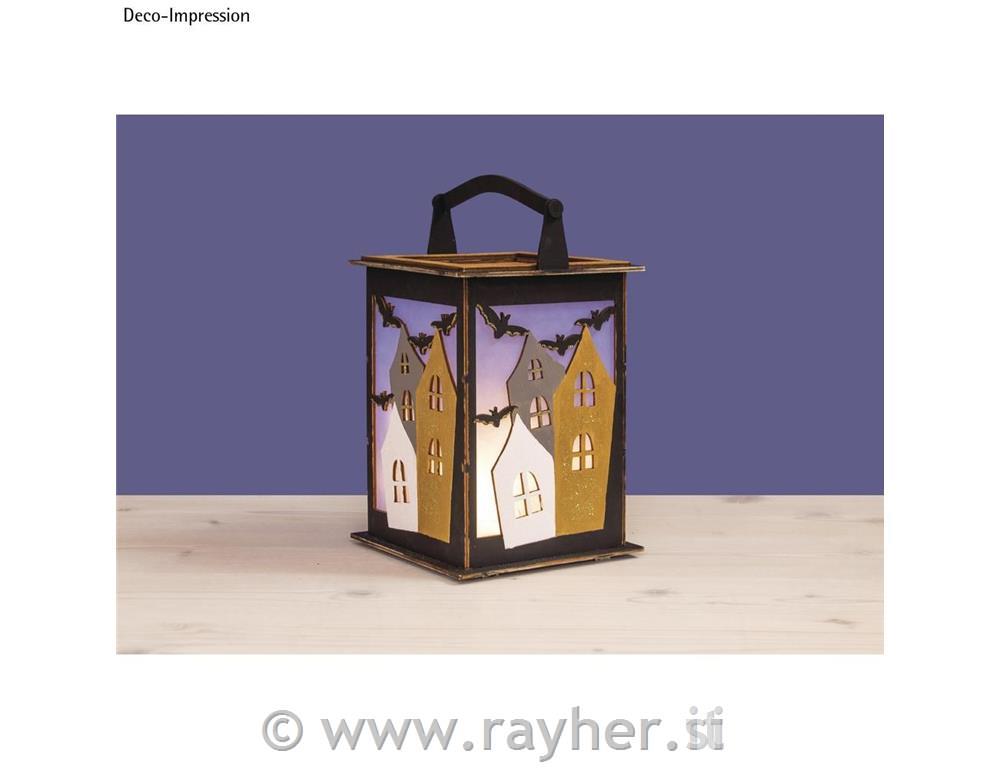 Wood lantern Bat with handle, FSCMixCrednatural