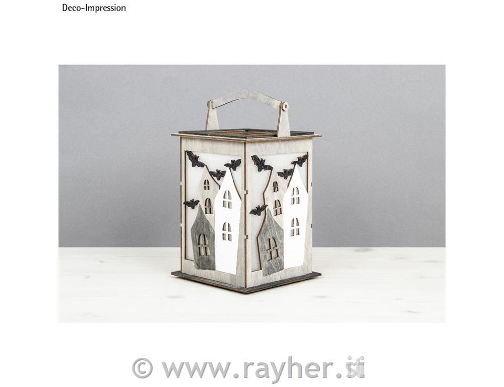 Wood lantern Bat with handle, FSCMixCrednatural