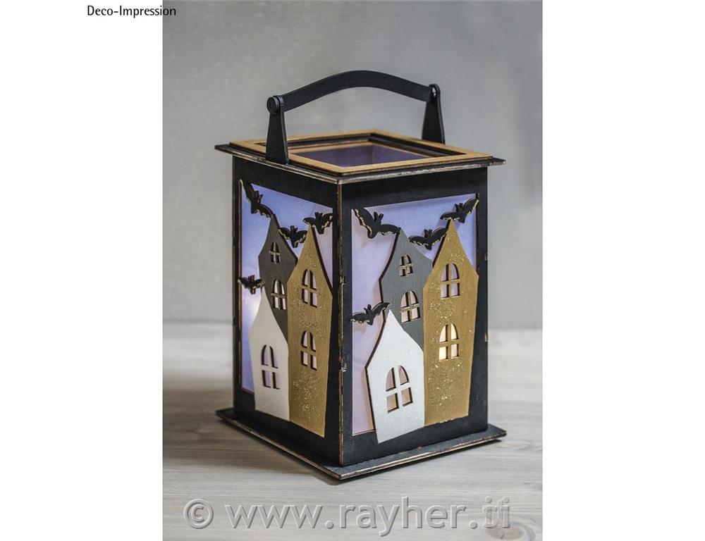 Wood lantern Bat with handle, FSCMixCrednatural
