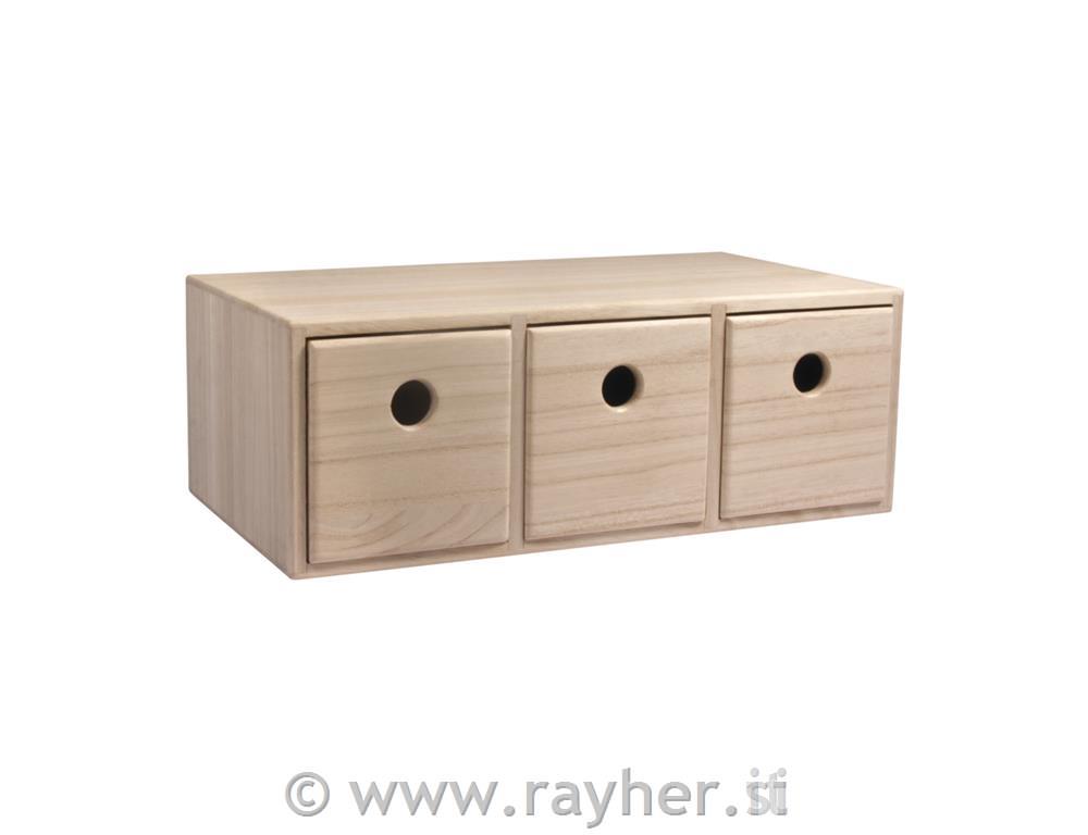 Wood.chest of 3 drawers, FSC 100%32x18x11.5cmnatural