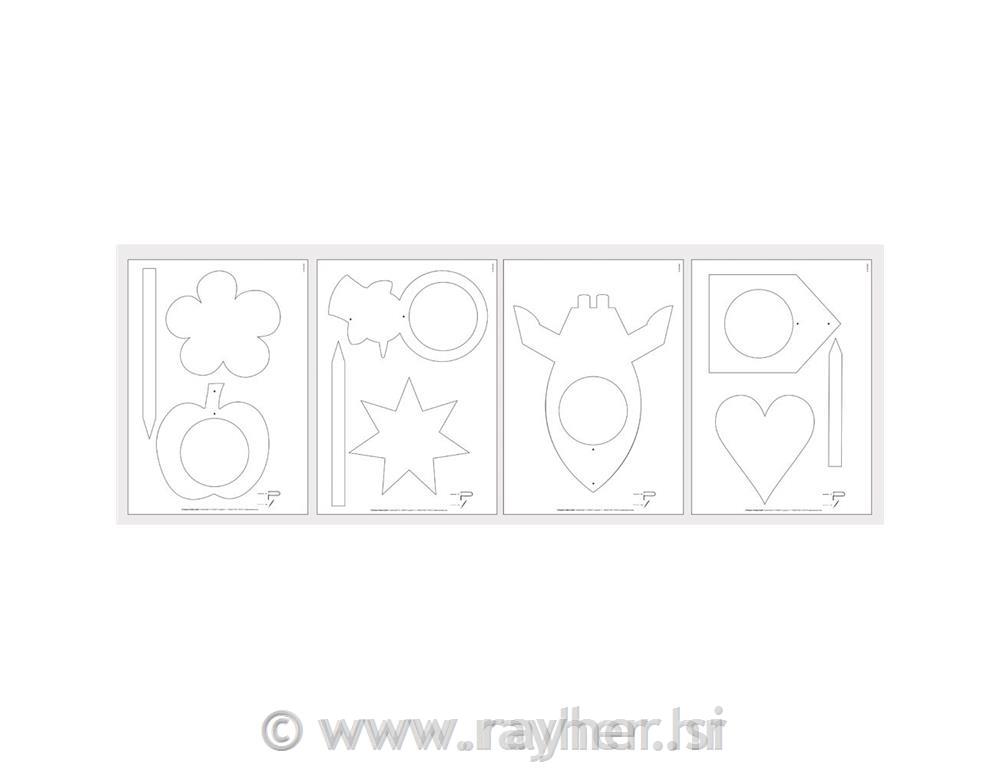 Vezana plošča z motivi in kopirnim papirjem 300x200x4mm, 4 p