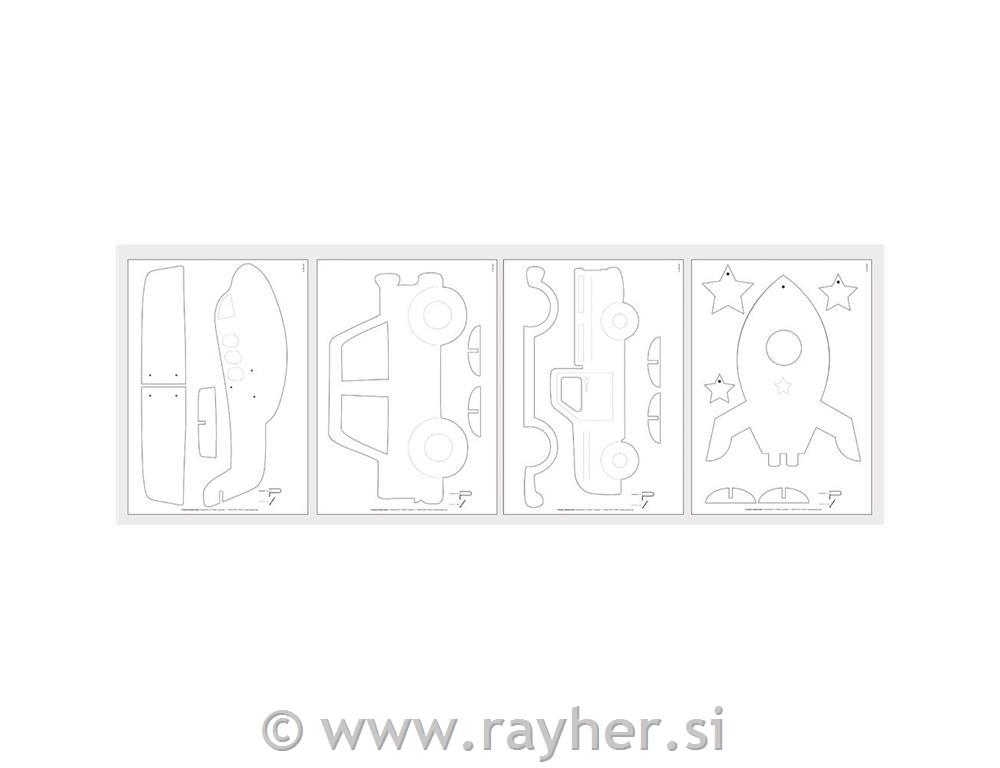 Vezana plošča z motivi in kopirnim papirjem 300x200x4mm, 4 p
