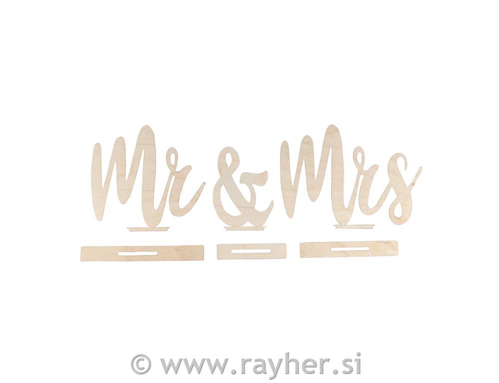 Lesen napis "Mr & Mrs" , natur, 42x2x14.5cm, 6-delni set