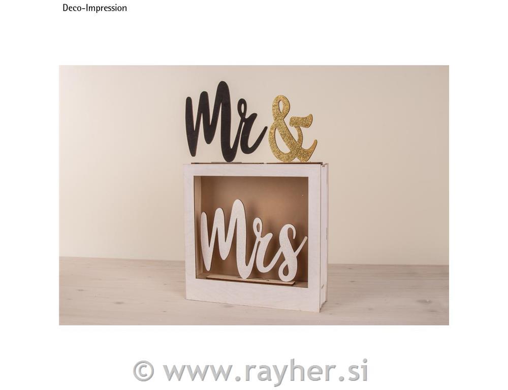 Lesen napis "Mr & Mrs" , natur, 42x2x14.5cm, 6-delni set