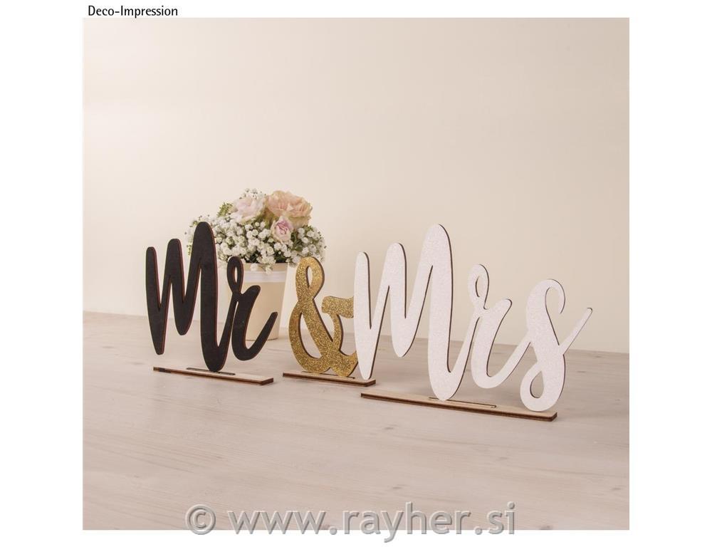 Lesen napis "Mr & Mrs" , natur, 42x2x14.5cm, 6-delni set