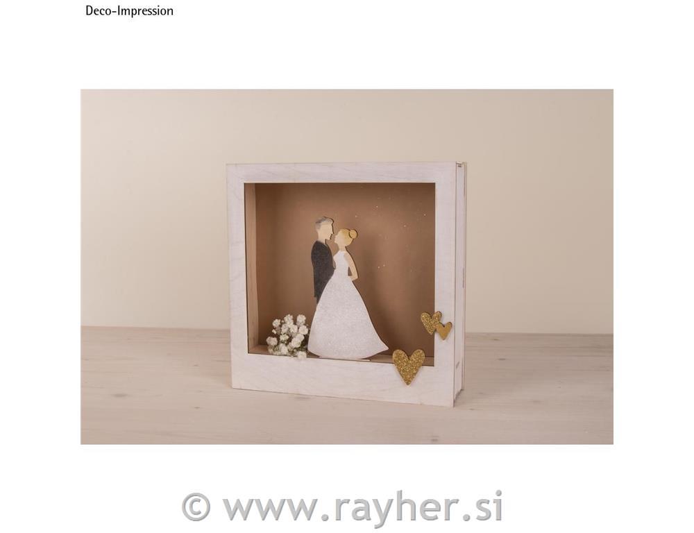 Lesen motiv, Poročni par, natur, 9x15.5cm, 4-delni set