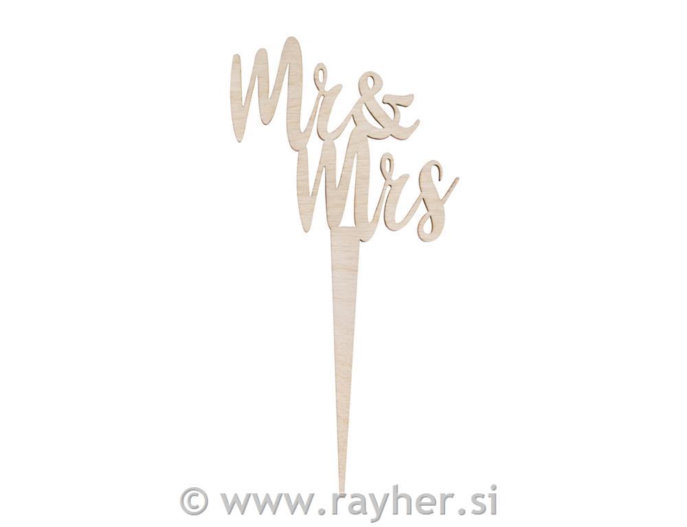 Lesen napis z držalom "Mr & Mrs" ,natur, 9.3x18cm, 2 kosa