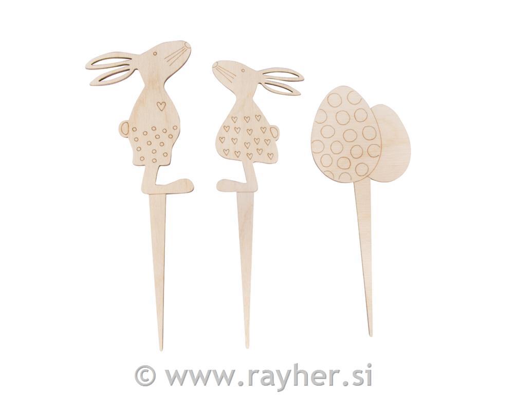 Leseni motivi Velika noč, natur, 3-delni set, 7,5x20,5cm