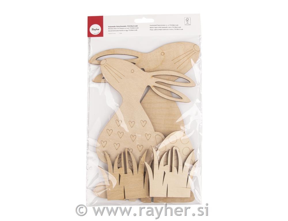 Leseni motivi Velika noč&jajčka, natur,19,5x27,5cm, 5-delni