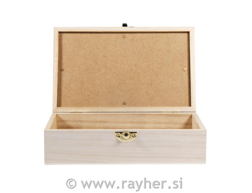 Lesena škatla z steklenim pokrovom, 20x12.5x6.5cm