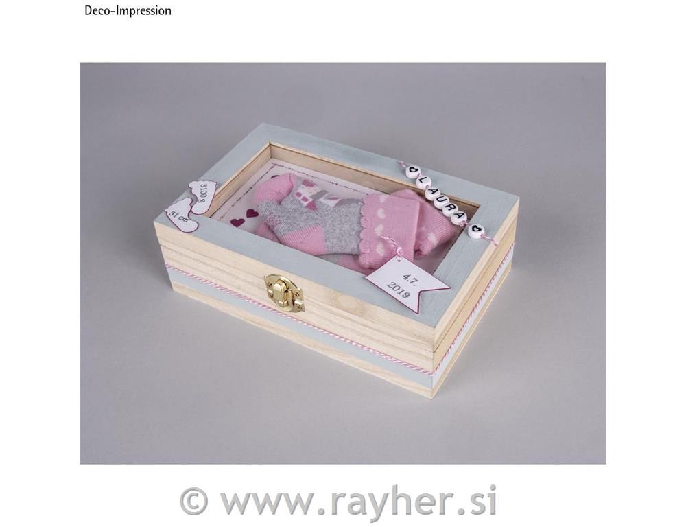 Lesena škatla z steklenim pokrovom, 20x12.5x6.5cm