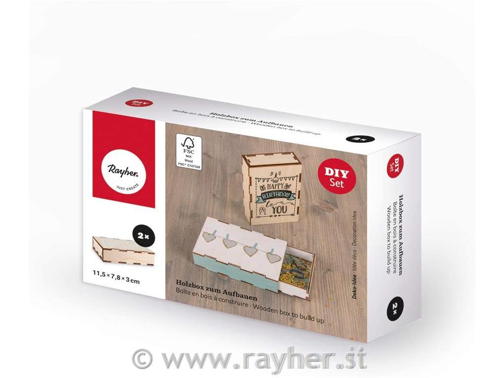 Ustvarjalni set IZDELAJ LESENO ŠKATLICO 11.5x7.8x3cm, 2 kosa